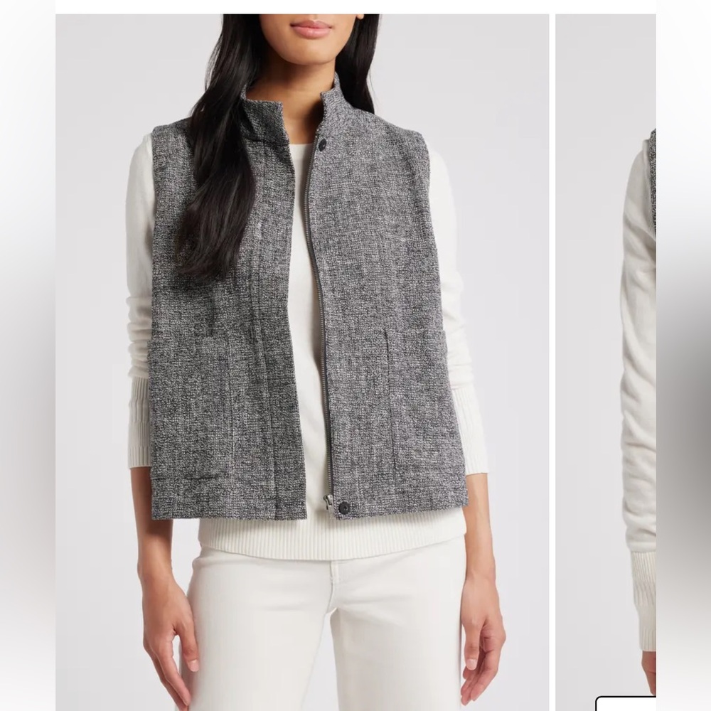 NWT Eileen Fisher Stand Collar Stretch Organic Cotton Vest